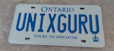 UNIXGURU license plate