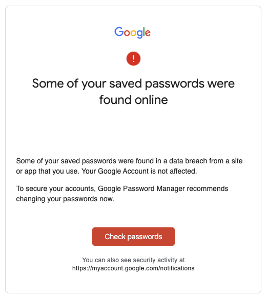 Saved password checkl