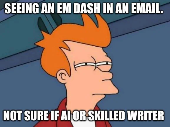 Email with em dash