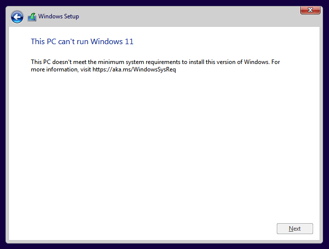 Windows 11 install error
