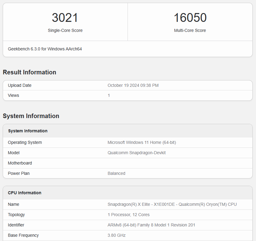 Geekbench 6 score